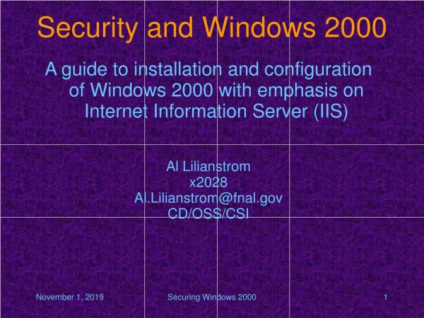 Security and Windows 2000