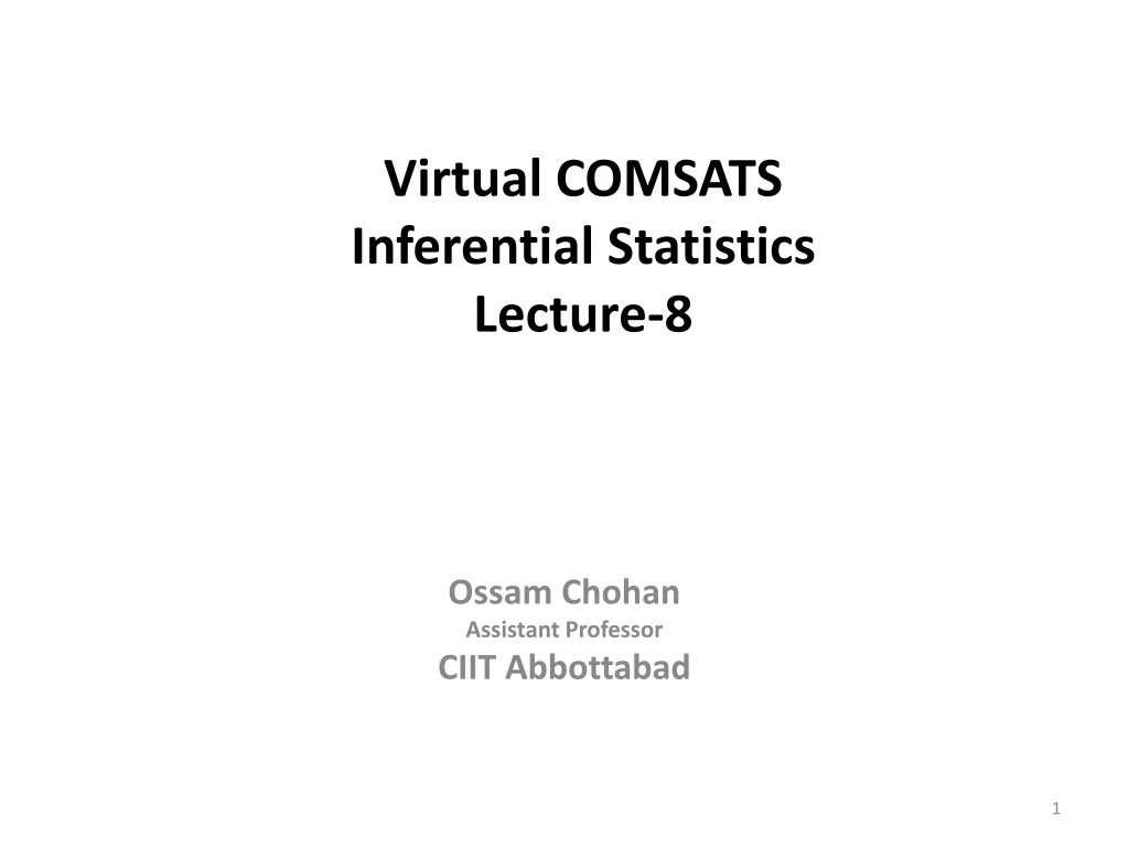 virtual comsats inferential statistics lecture 8