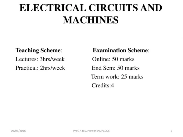 ELECTRICAL CIRCUITS AND MACHINES