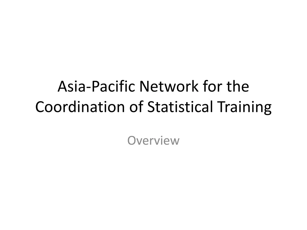 asia pacific network for the coordination of statistical training