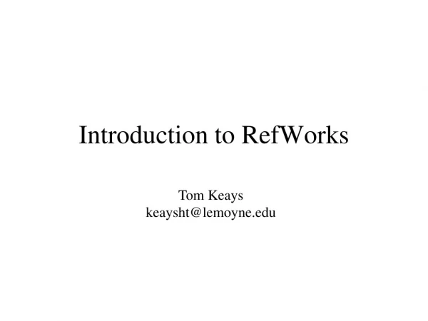 Introduction to RefWorks