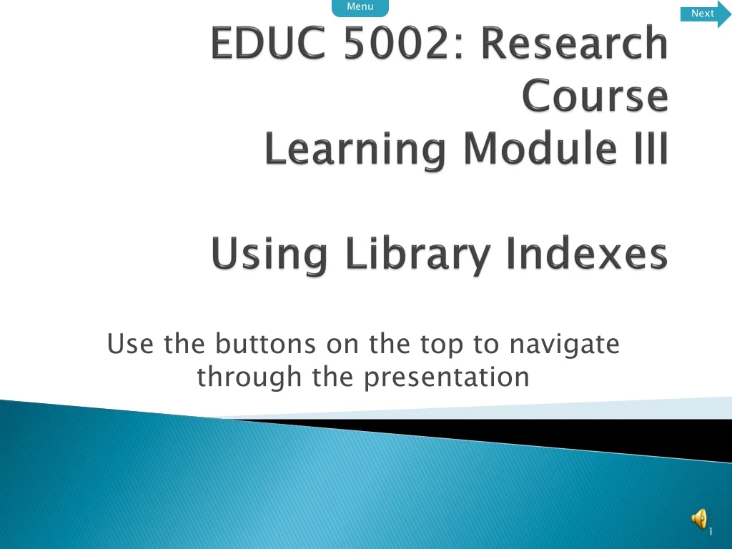 educ 5002 research course learning module iii using library indexes