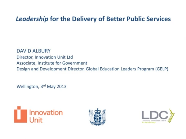 Leadership for the Delivery of Better Public Services
