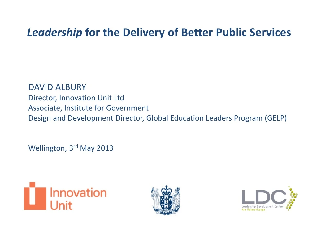 leadership for the delivery of better public services