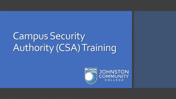 Campus Security Authority (CSA) Training