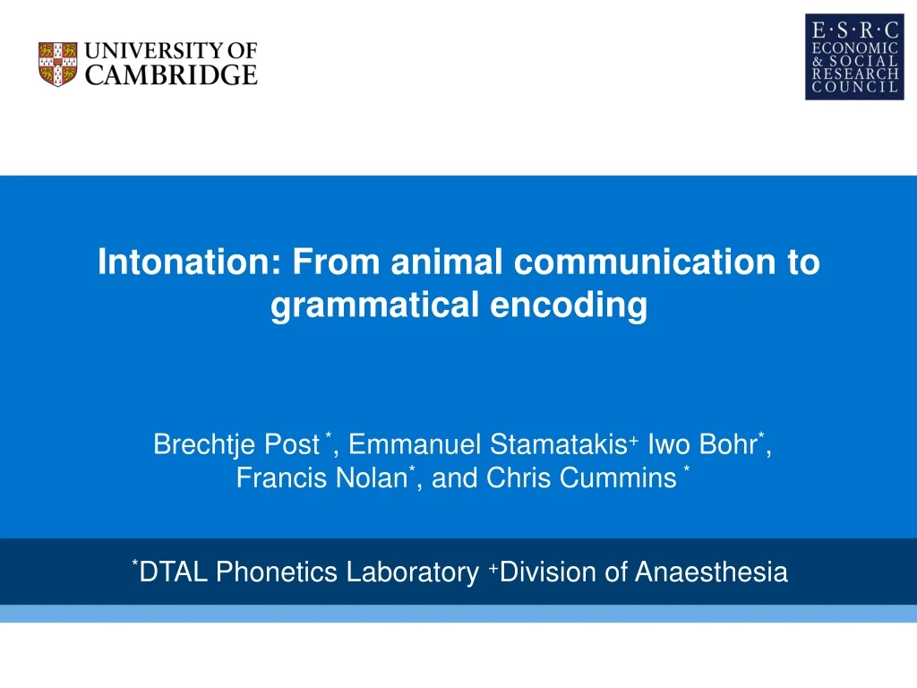 intonation from animal communication to grammatical encoding