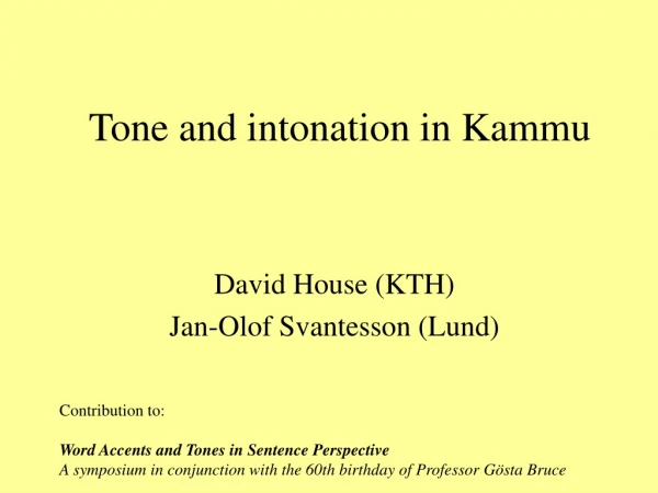 Tone and intonation in Kammu
