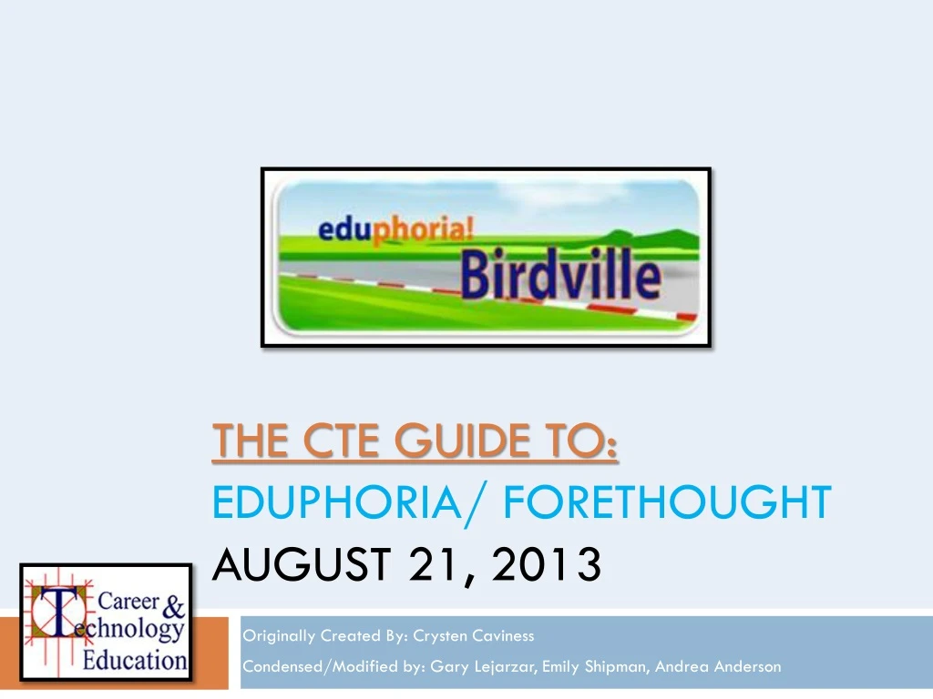 the cte guide to eduphoria forethought august 21 2013