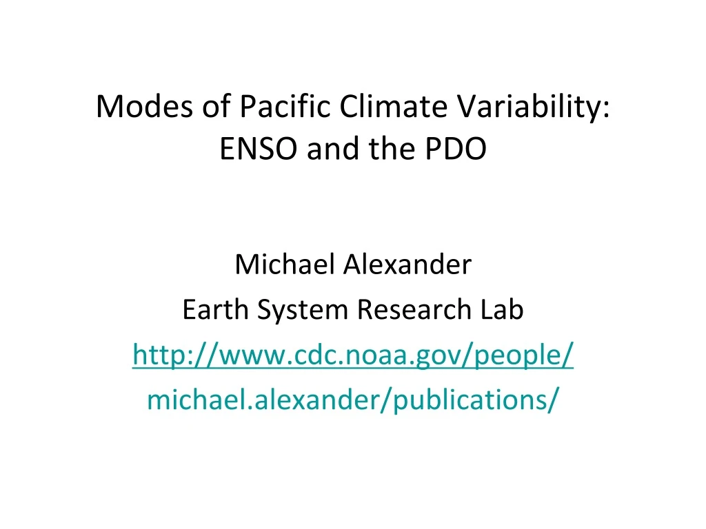 modes of pacific climate variability enso and the pdo