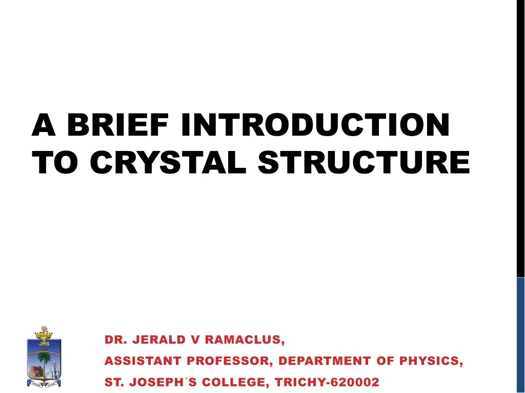 a brief introduction to crystal structure