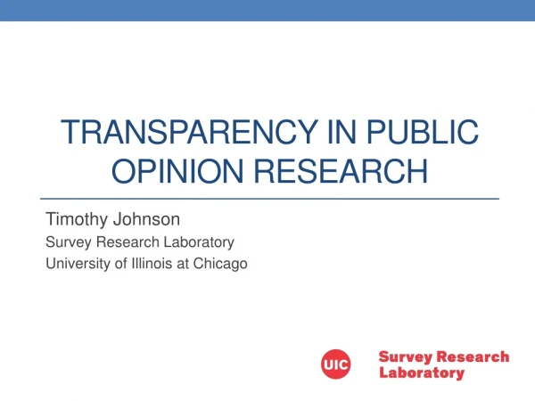 Transparency in Public opinion Research