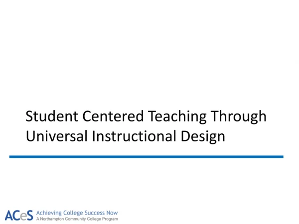 Student Centered Teaching Through Universal Instructional Design