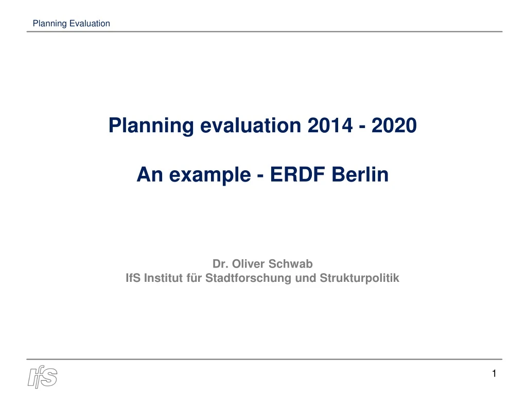 planning evaluation 2014 2020 an example erdf