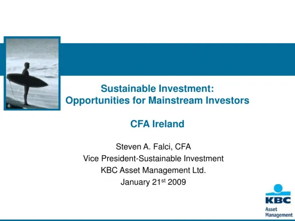 Sustainable Investment: Opportunities for Mainstream Investors CFA Ireland