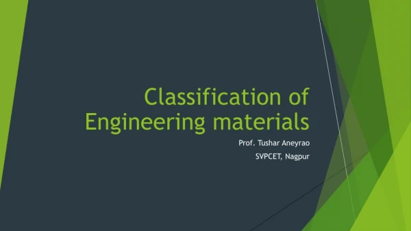 Classification of Engineering materials