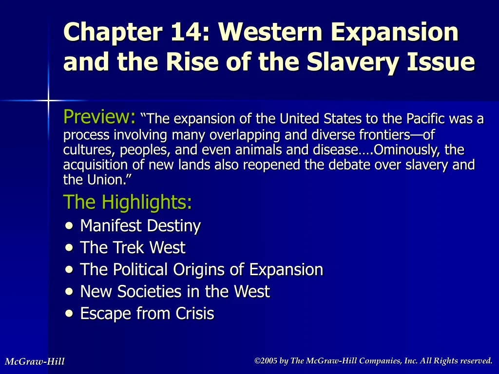 chapter 14 western expansion and the rise of the slavery issue