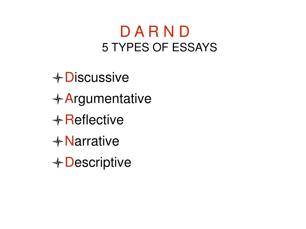d a r n d 5 types of essays