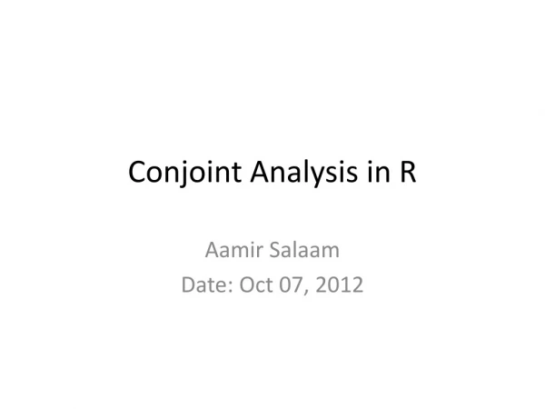 Conjoint Analysis in R