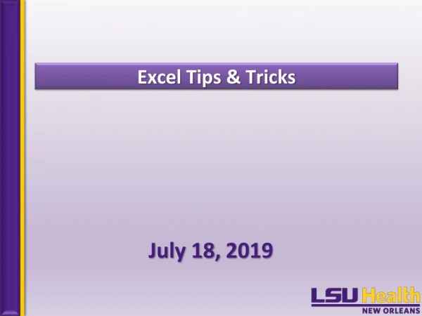 Excel Tips &amp; Tricks