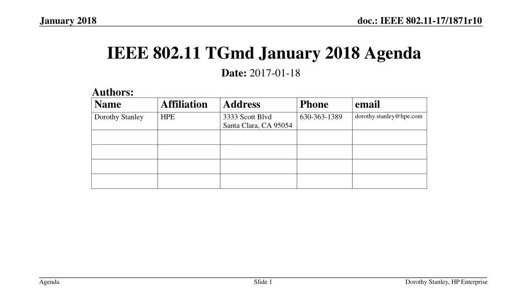 ieee 802 11 tgmd january 2018 agenda