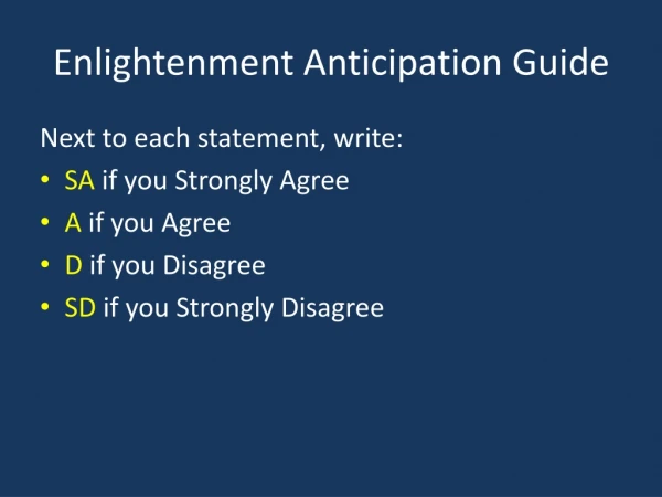 Enlightenment Anticipation Guide