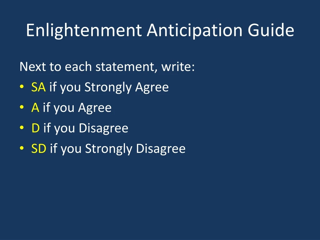 enlightenment anticipation guide