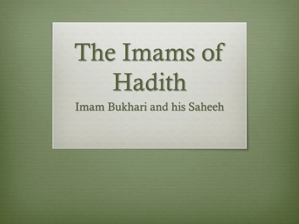 the imams of hadith