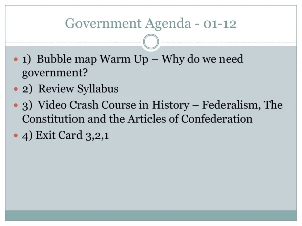 Government Agenda - 01-12