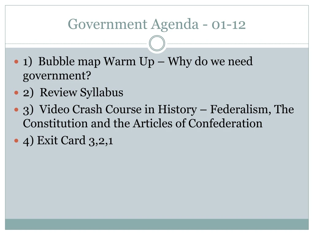 government agenda 01 12