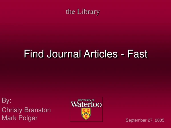 Find Journal Articles - Fast