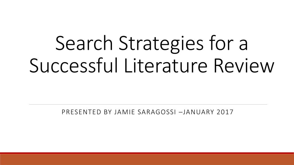 search strategies for a successful literature review