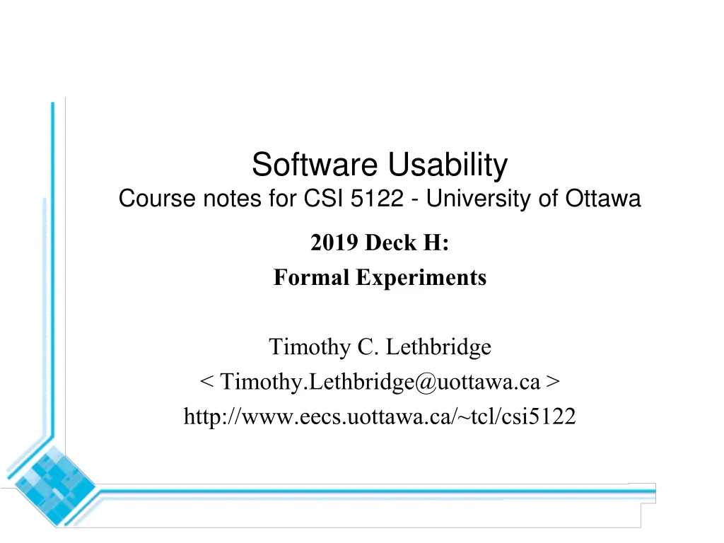 software usability course notes for csi 5122 university of ottawa