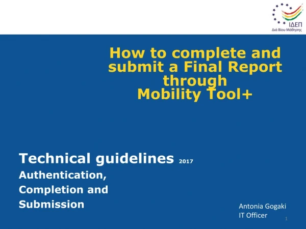How to complete and submit a Final Report through Mobility Tool+