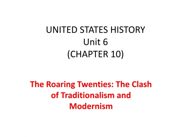 UNITED STATES HISTORY Unit 6 (CHAPTER 10)