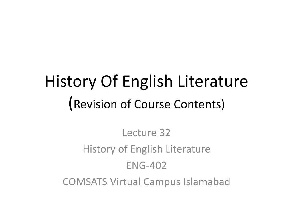 history of english literature revision of course contents