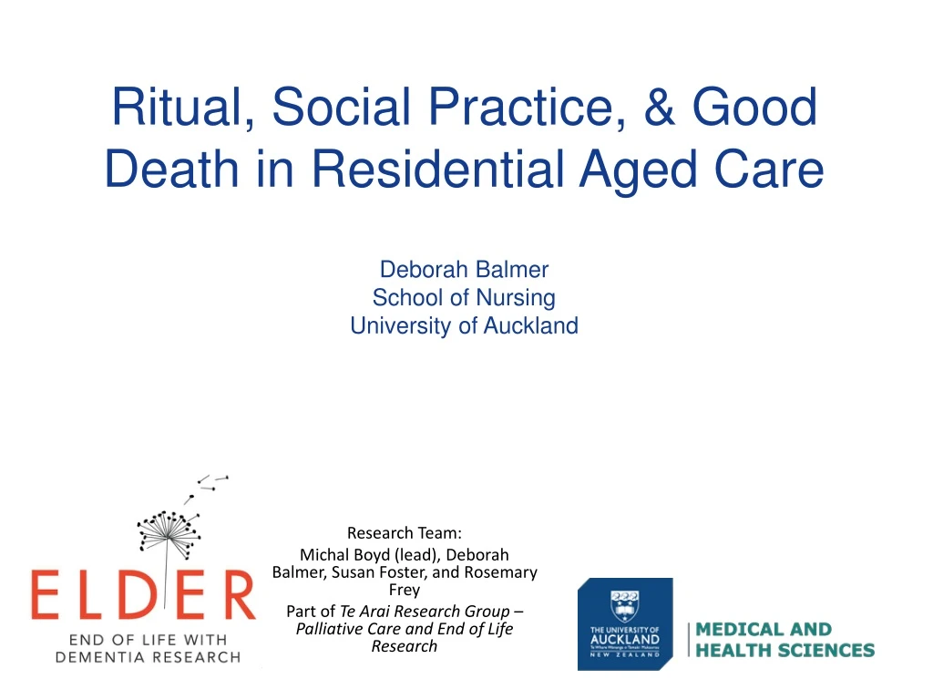 ritual social practice good death in residential