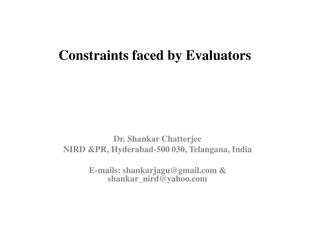 constraints faced by evaluators