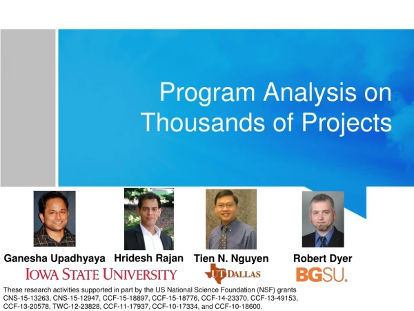 Program Analysis on Thousands of Projects