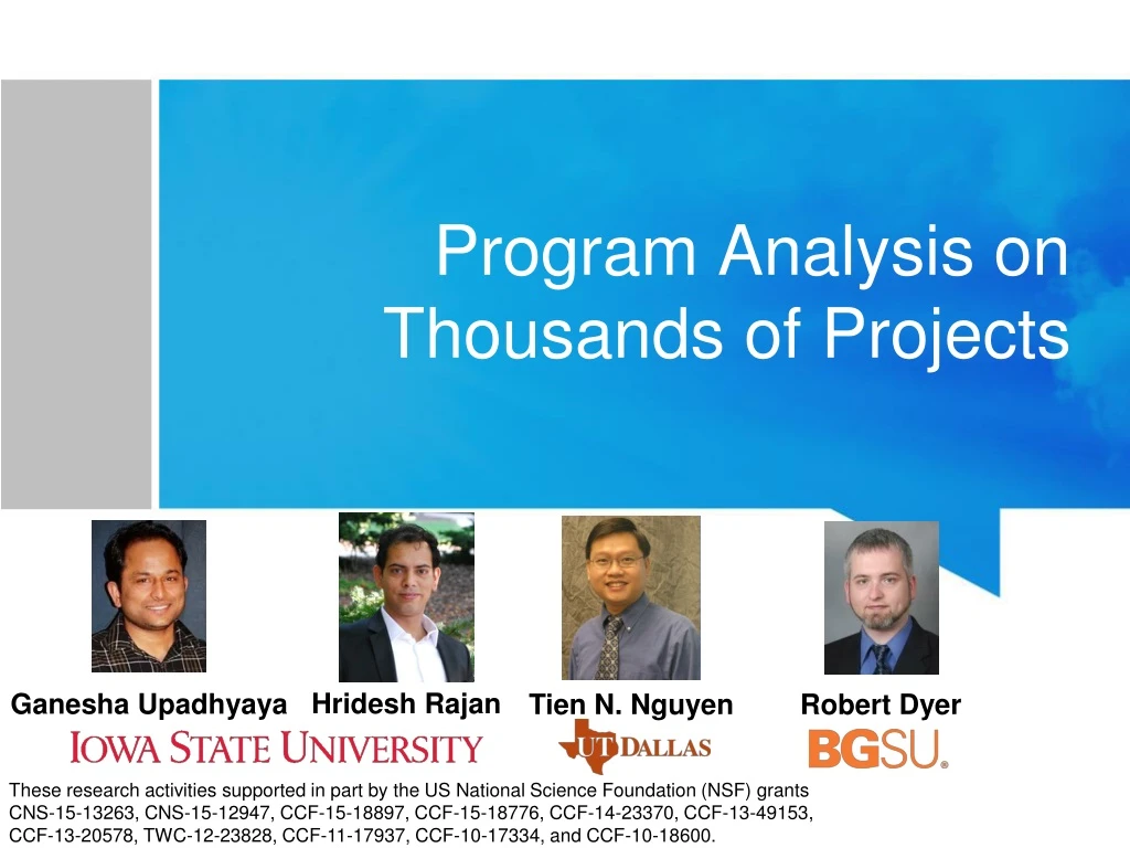 program analysis on thousands of projects