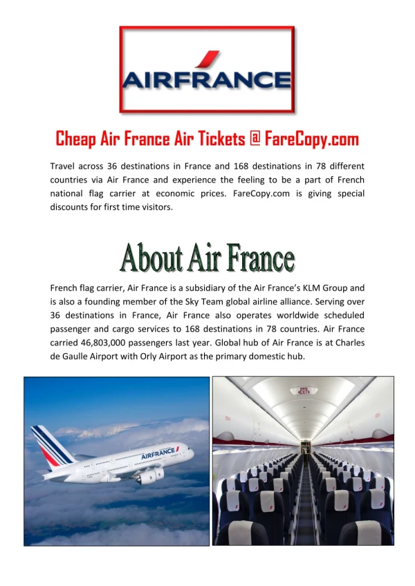 Air France - Air France Flights - Cheap Flights to France | Farecopy.com