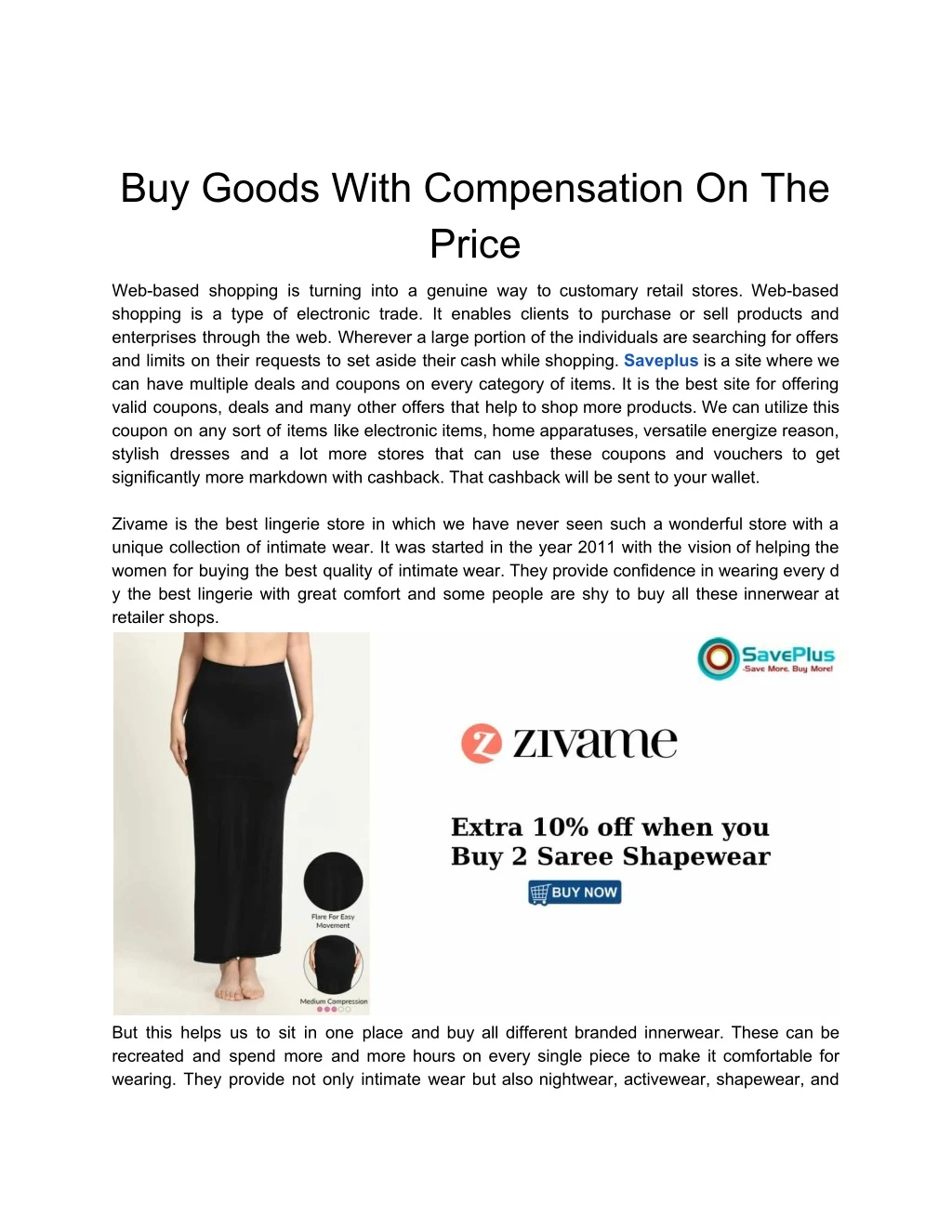 buy goods with compensation on the price