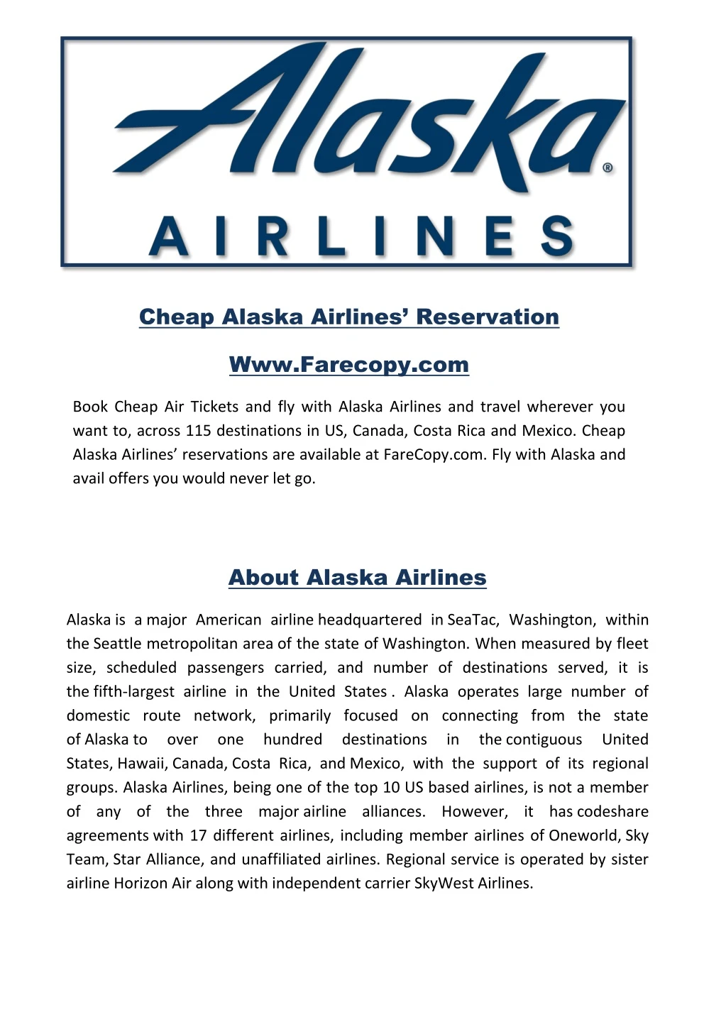 cheap alaska airlines reservation