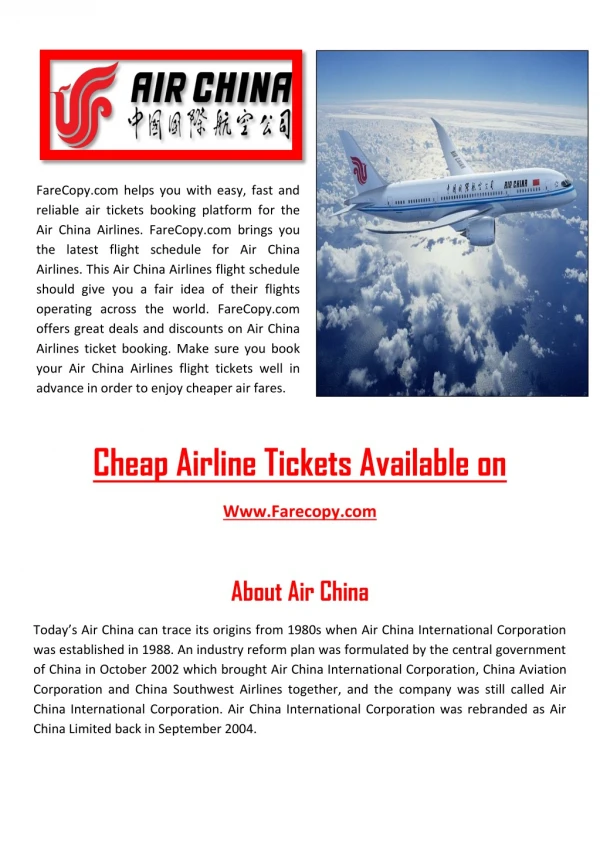 Air China - Air China Flights - Flights to China | Farecopy.com
