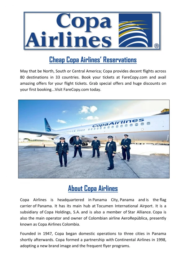 Copa Airlines - Copa Airlines Reservations | Farecopy.com
