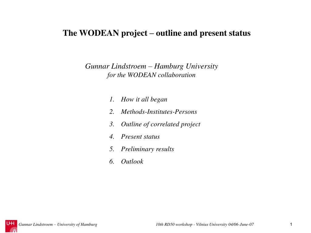 the wodean project outline and present status