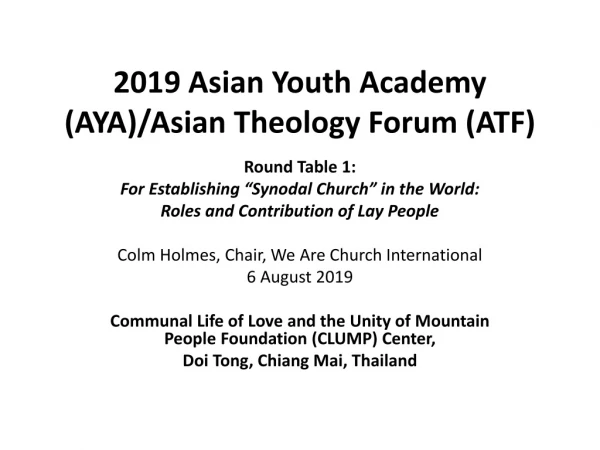 2019 Asian Youth Academy (AYA)/Asian Theology Forum (ATF)