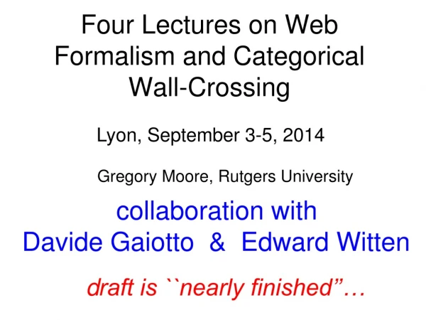 Four Lectures on Web Formalism and Categorical Wall-Crossing