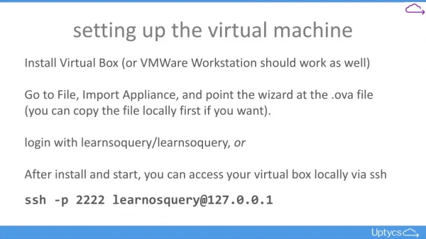 setting up the virtual machine