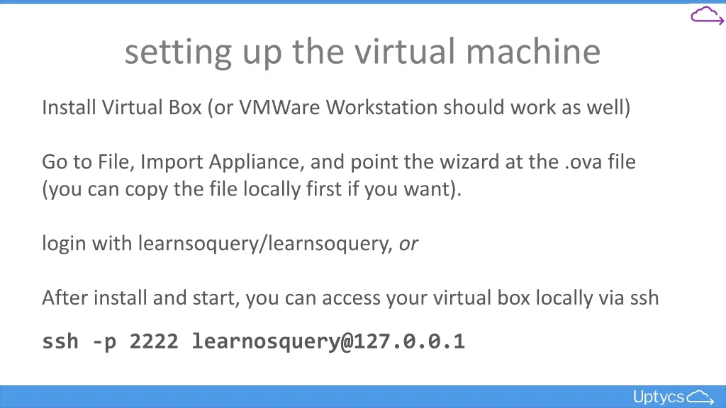 setting up the virtual machine