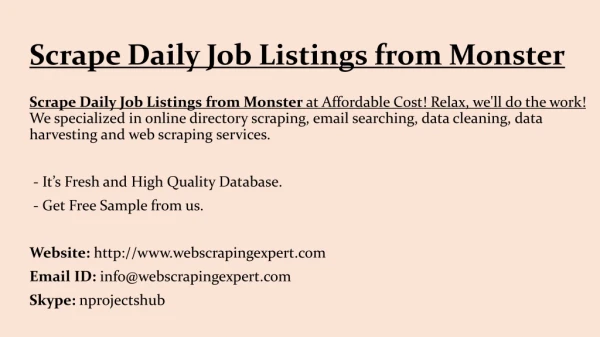 Scrape Daily Job Listings from Monster